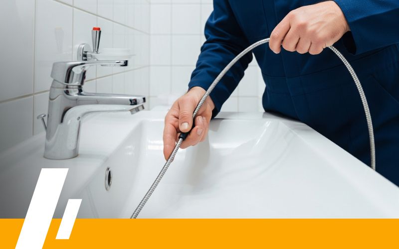 plumber snaking sink drain