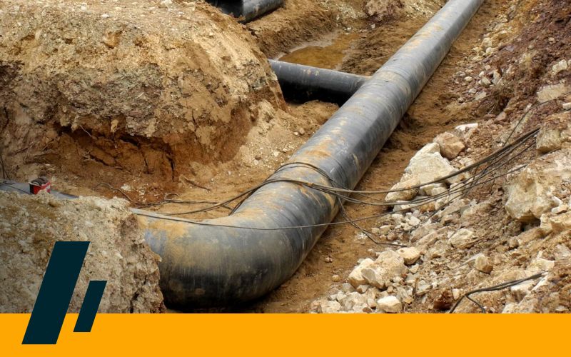 trench with pipe exposed