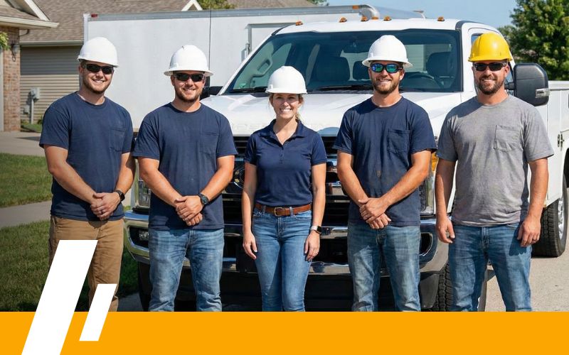 Septic to Sewer 7 - Dirt Cheap Sewer Co. A group portrait of the professional and friendly team at Dirt Cheap Sewer Co